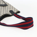 GUCCI GG Supreme Sherry Line Tote Bag PVC Navy Gold 904 02 003 Auth 157032-7