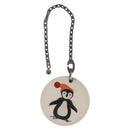 HERMES Penguin Bag Charm Leather White Brown Auth 157049-2
