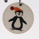 HERMES Penguin Bag Charm Leather White Brown Auth 157049-3