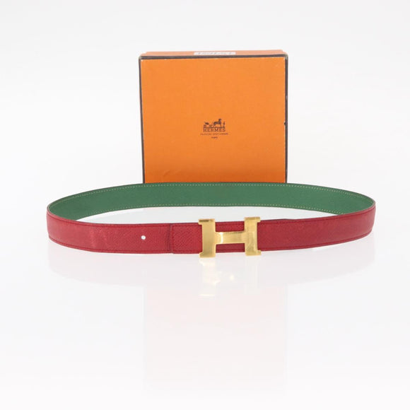 HERMES Constance Belt Leather 28.7"" Red Auth 157051