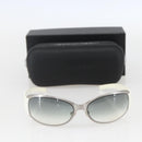 CHANEL COCO Mark Sunglasses metal White 4116 CC Auth 157052-11