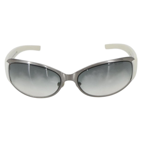 CHANEL COCO Mark Sunglasses metal White 4116 CC Auth 157052