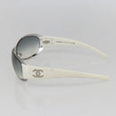 CHANEL COCO Mark Sunglasses metal White 4116 CC Auth 157052-5