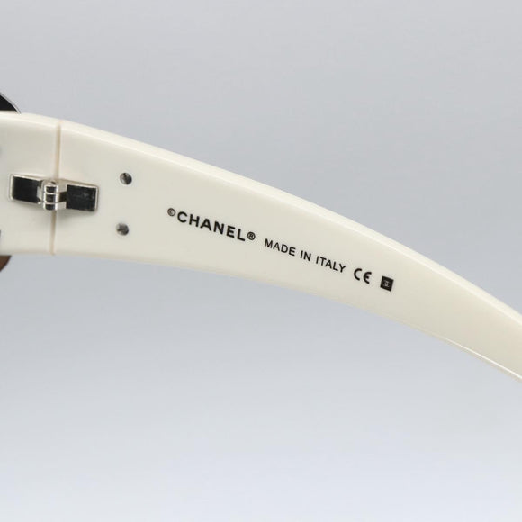 CHANEL COCO Mark Sunglasses metal White 4116 CC Auth 157052