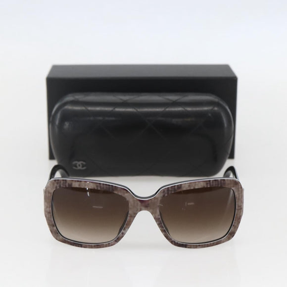 CHANEL COCO Mark Sunglasses plastic Beige CC Auth 157053