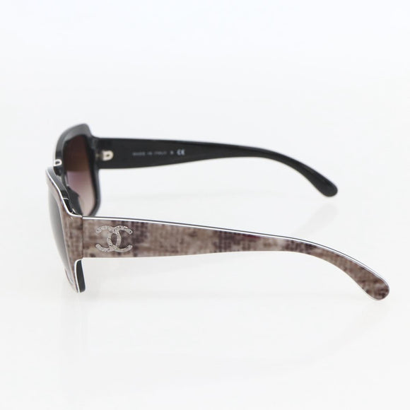 CHANEL COCO Mark Sunglasses plastic Beige CC Auth 157053