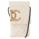 CHANEL Matelasse Cambon Line Shoulder Bag Calf Skin White Black CC Auth 157056-1