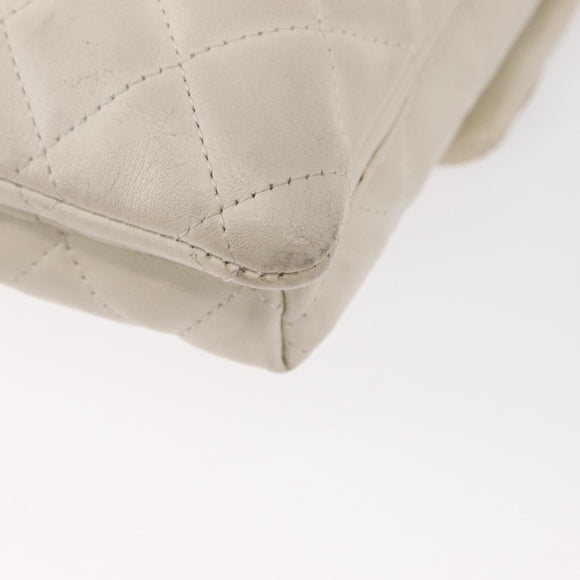 CHANEL Matelasse Cambon Line Shoulder Bag Calf Skin White Black CC Auth 157056