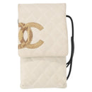 CHANEL Matelasse Cambon Line Shoulder Bag Calf Skin White Black CC Auth 157056-2