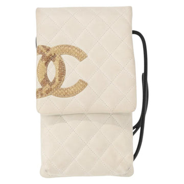 CHANEL Matelasse Cambon Line Shoulder Bag Calf Skin White Black CC Auth 157056 - 0