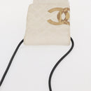 CHANEL Matelasse Cambon Line Shoulder Bag Calf Skin White Black CC Auth 157056-6
