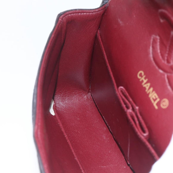 CHANEL Double Flap Matelasse 25 Chain Bag Lamb Skin Black Gold CC Auth 157061SAV