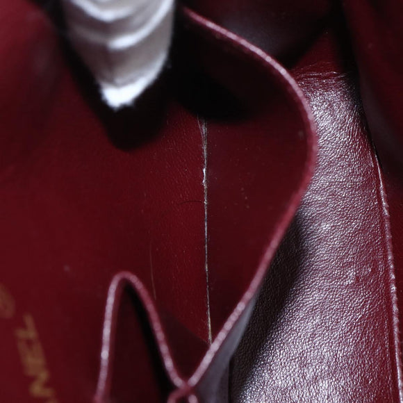 CHANEL Double Flap Matelasse 25 Chain Bag Lamb Skin Black Gold CC Auth 157061SAV