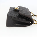 CHANEL Double Flap Matelasse 25 Chain Bag Lamb Skin Black Gold CC Auth 157061SAV-5