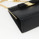 Salvatore Ferragamo Chain Vala Shoulder Bag Leather Black Gold Auth 157062-11