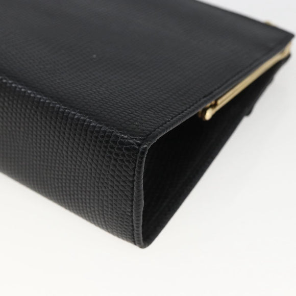 Salvatore Ferragamo Chain Vala Shoulder Bag Leather Black Gold Auth 157062