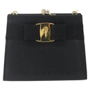 Salvatore Ferragamo Chain Vala Shoulder Bag Leather Black Gold Auth 157062-2