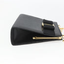 Salvatore Ferragamo Chain Vala Shoulder Bag Leather Black Gold Auth 157062-5