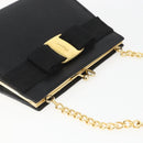 Salvatore Ferragamo Chain Vala Shoulder Bag Leather Black Gold Auth 157062-6