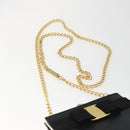 Salvatore Ferragamo Chain Vala Shoulder Bag Leather Black Gold Auth 157062-8
