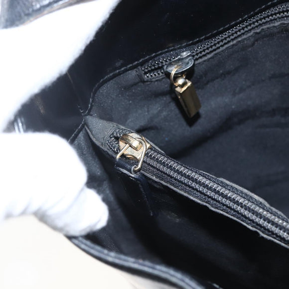 Salvatore Ferragamo Gancini Shoulder Bag Leather Black Gold Auth 157063