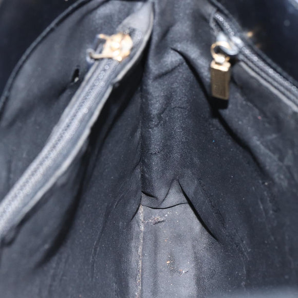 Salvatore Ferragamo Gancini Shoulder Bag Leather Black Gold Auth 157063