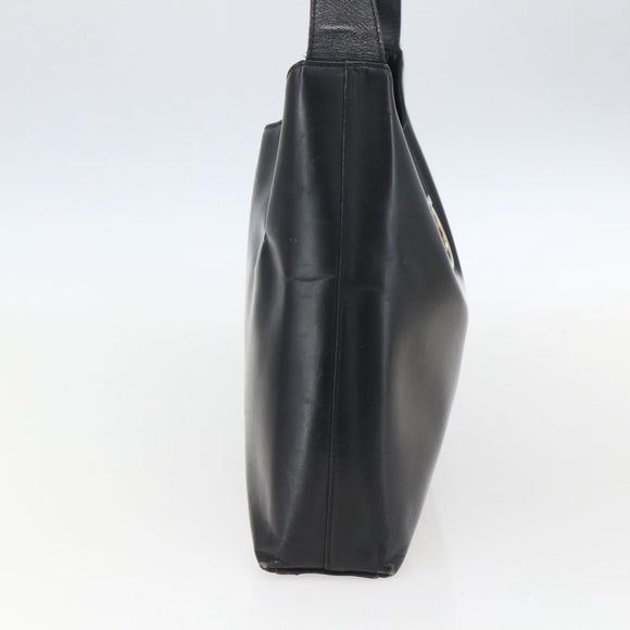 Salvatore Ferragamo Gancini Shoulder Bag Leather Black Gold Auth 157063