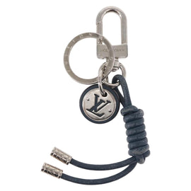 LOUIS VUITTON Leather Rope Key Charm metal Silver M62730 LV Auth 157066 - 0