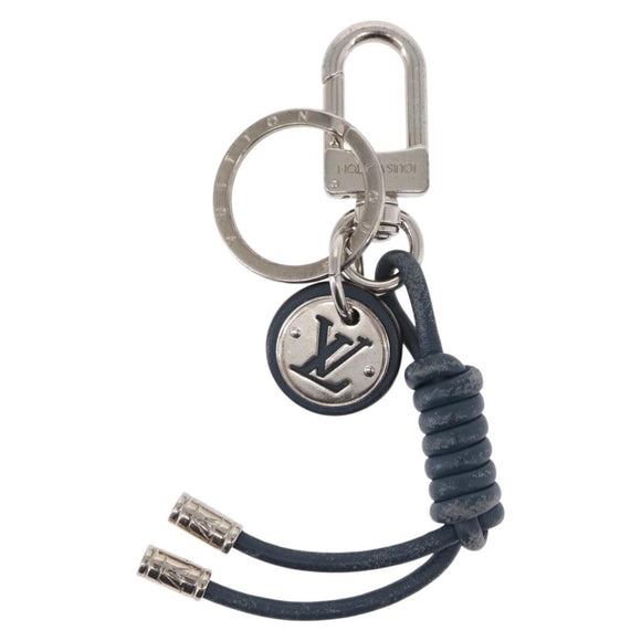 LOUIS VUITTON Leather Rope Key Charm metal Silver M62730 LV Auth 157066