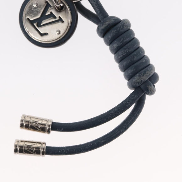 LOUIS VUITTON Leather Rope Key Charm metal Silver M62730 LV Auth 157066