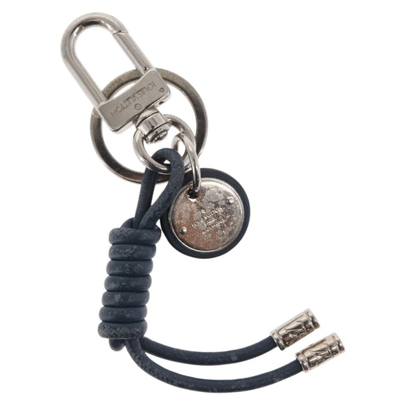 LOUIS VUITTON Leather Rope Key Charm metal Silver M62730 LV Auth 157066