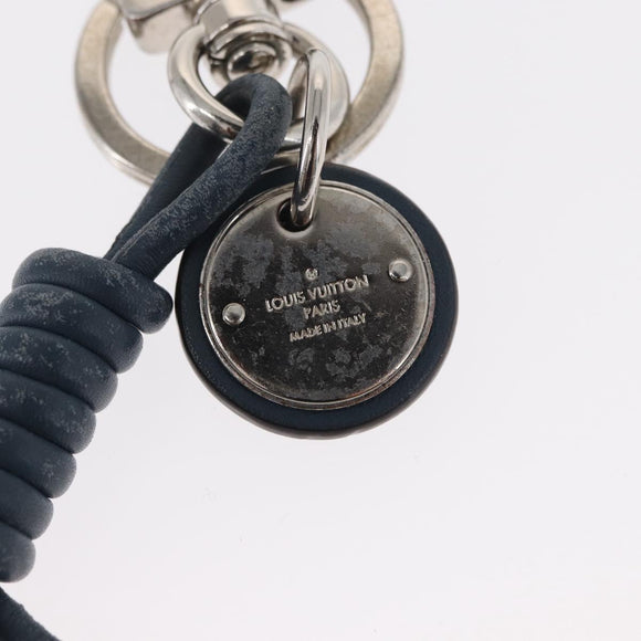 LOUIS VUITTON Leather Rope Key Charm metal Silver M62730 LV Auth 157066