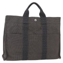 HERMES Her LineMM Hand Bag Canvas Gray Silver Auth 157067-1