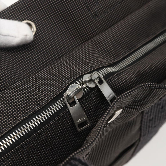 HERMES Her LineMM Hand Bag Canvas Gray Silver Auth 157067