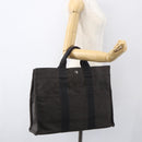 HERMES Her LineMM Hand Bag Canvas Gray Silver Auth 157067-19