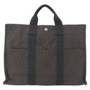 HERMES Her LineMM Hand Bag Canvas Gray Silver Auth 157067-2