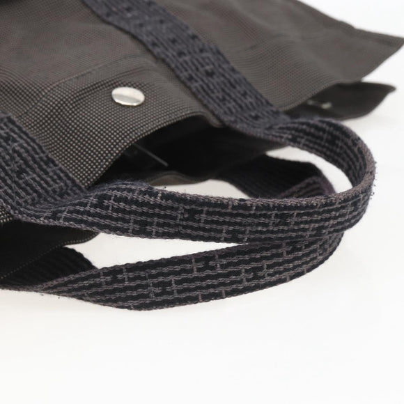 HERMES Her LineMM Hand Bag Canvas Gray Silver Auth 157067