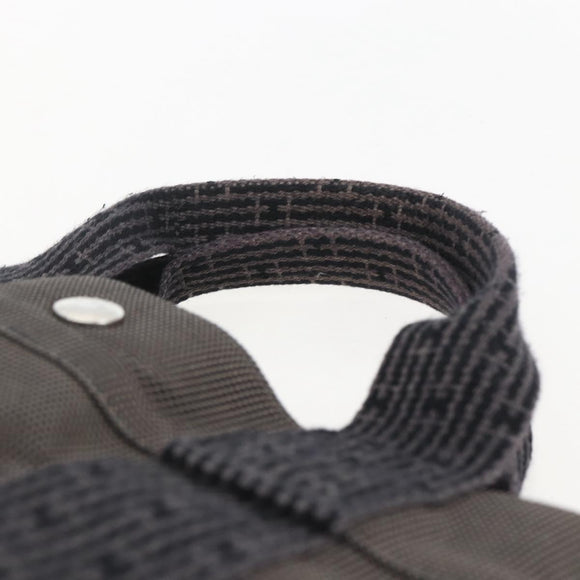 HERMES Her LineMM Hand Bag Canvas Gray Silver Auth 157067