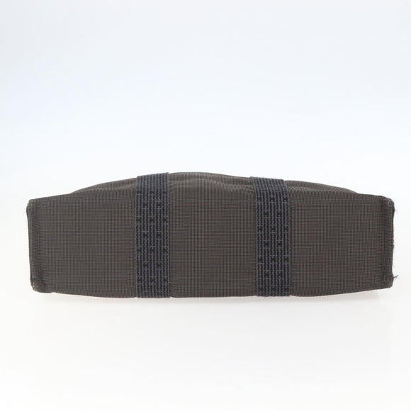 HERMES Her LineMM Hand Bag Canvas Gray Silver Auth 157067