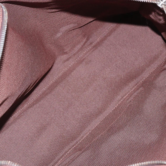 HERMES Her LineMM Hand Bag Canvas Brown Silver Auth 157068