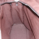 HERMES Her LineMM Hand Bag Canvas Brown Silver Auth 157068-17