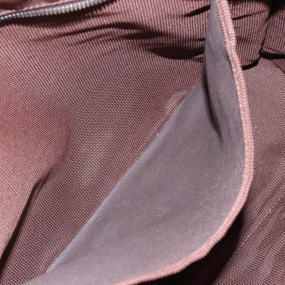 HERMES Her LineMM Hand Bag Canvas Brown Silver Auth 157068