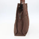 HERMES Her LineMM Hand Bag Canvas Brown Silver Auth 157068-5