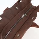 HERMES Her LineMM Hand Bag Canvas Brown Silver Auth 157068-6