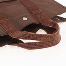 HERMES Her LineMM Hand Bag Canvas Brown Silver Auth 157068-7