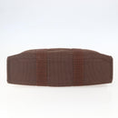 HERMES Her LineMM Hand Bag Canvas Brown Silver Auth 157068-9