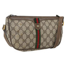 GUCCI GG Supreme Web Sherry Line Bag PVC Beige Gold 89 02 054 Auth 157071-1