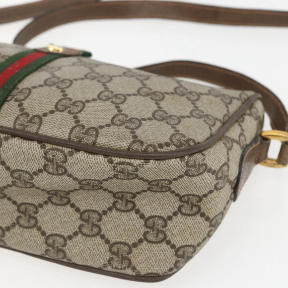 GUCCI GG Supreme Web Sherry Line Bag PVC Beige Gold 89 02 054 Auth 157071