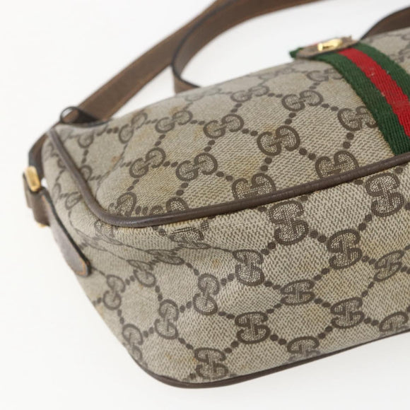 GUCCI GG Supreme Web Sherry Line Bag PVC Beige Gold 89 02 054 Auth 157071