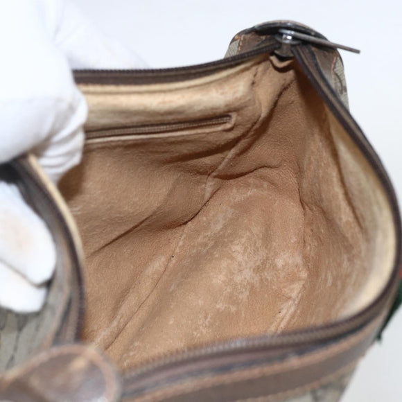 GUCCI GG Supreme Web Sherry Line Bag PVC Beige Gold 89 02 054 Auth 157071